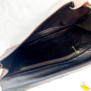 VINTAGE BROWN LEATHER CLUTCH