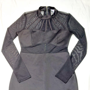 BLACK MESH BODYCON DRESS - UK14