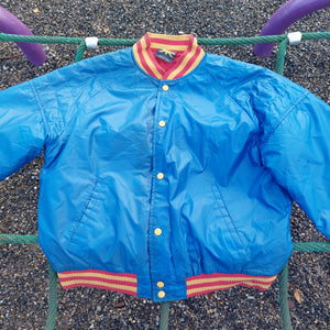 VINTAGE BLUE VARSITY JACKET - L