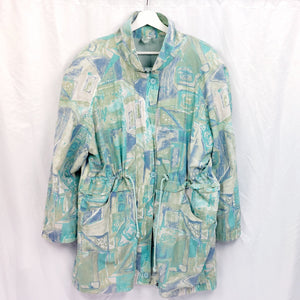 80S VINTAGE PASTEL BLUES JACKET- L