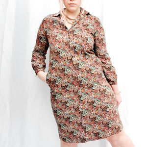 VINTAGE FLORAL SHIRT DRESS - UK14