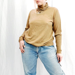 VINTAGE TAN KNIT TURTLE NECK- XL