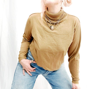 VINTAGE TAN KNIT TURTLE NECK- XL