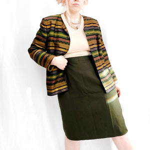 VINTAGE DARK GREEN PENCIL SKIRT- UK20