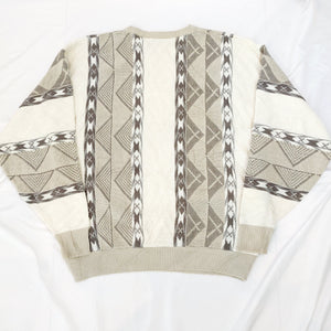 90S VINTAGE CREAM 3D KNIT JUMPER- XL