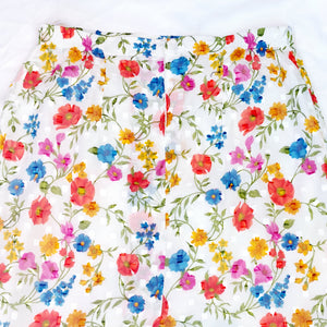 VINTAGE WHITE FLORAL SKIRT- UK16