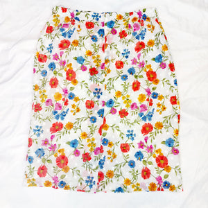 VINTAGE WHITE FLORAL SKIRT- UK16