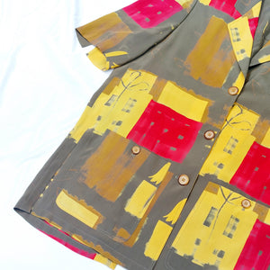 VINTAGE ABSTRACT PRINT SHIRT- UK12