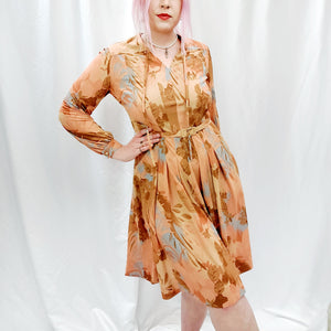 VINTAGE PEACH FLORAL DRESS- UK16