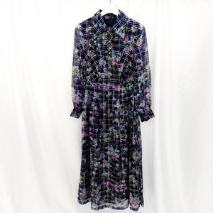 VINTAGE NAVY FLORAL MAXI DRESS- UK 10