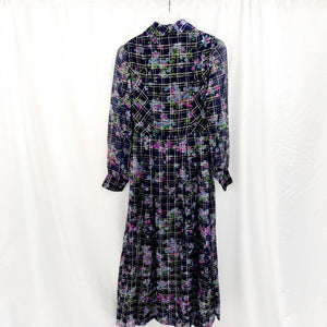 VINTAGE NAVY FLORAL MAXI DRESS- UK 10