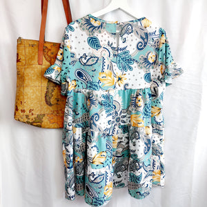 TEAL PAISLEY BABYDOLL DRESS - M