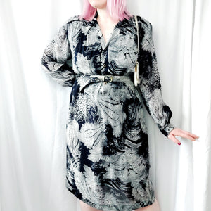 VINTAGE BLACK PAISLEY PRINT DRESS- UK20