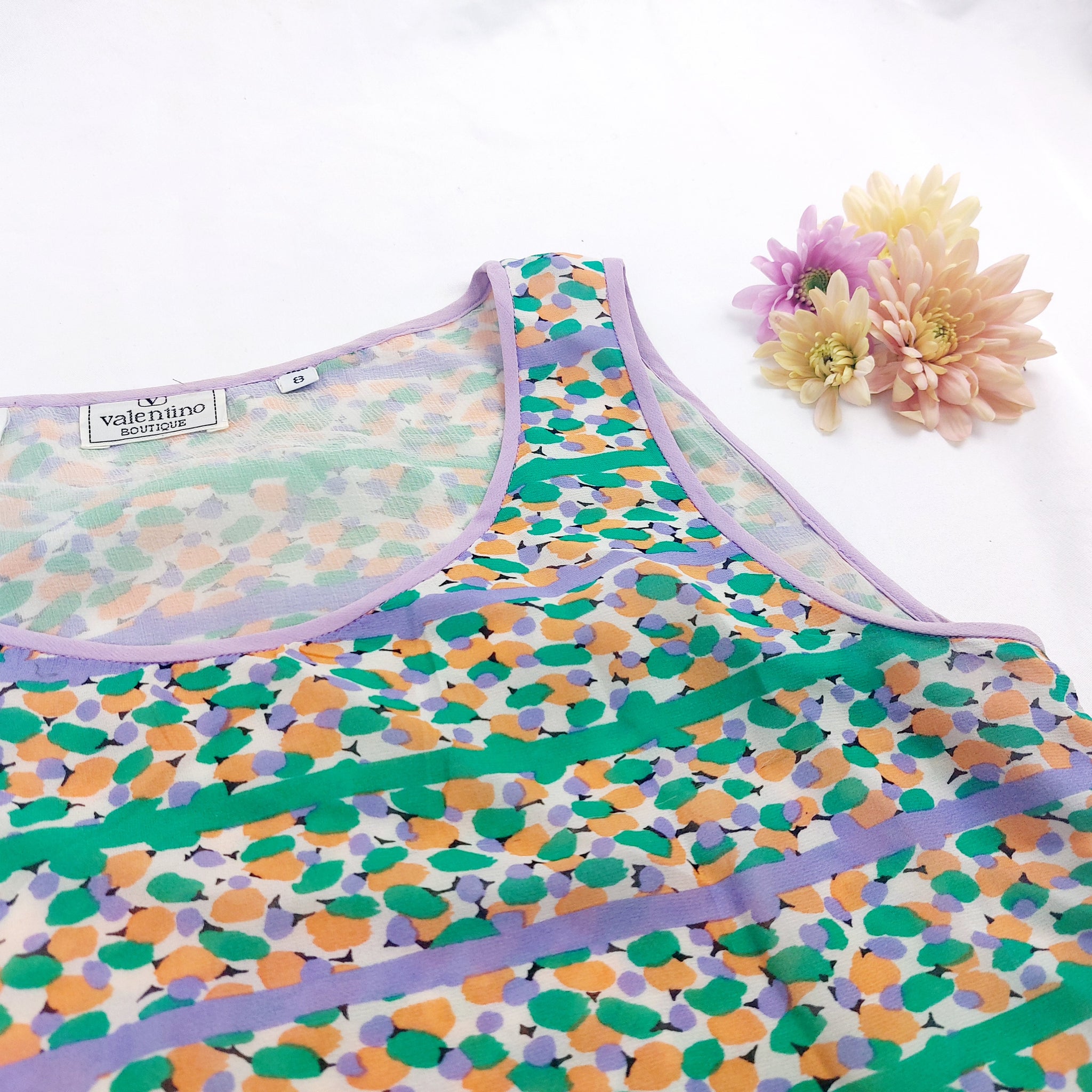 VINTAGE PASTEL PRINT TANK TOP -UK8