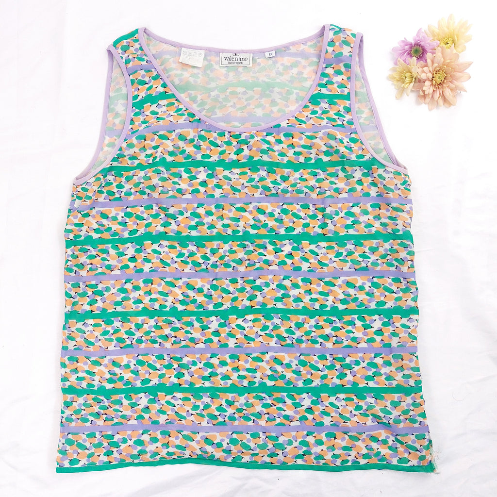 VINTAGE PASTEL PRINT TANK TOP -UK8