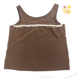 VINTAGE BROWN FLOWY TANK- 20