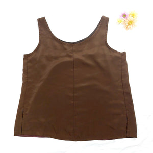 VINTAGE BROWN FLOWY TANK- 20