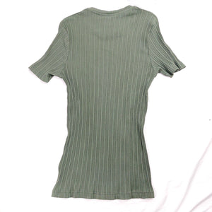 RIBBED KHAKI T-SHIRT - L