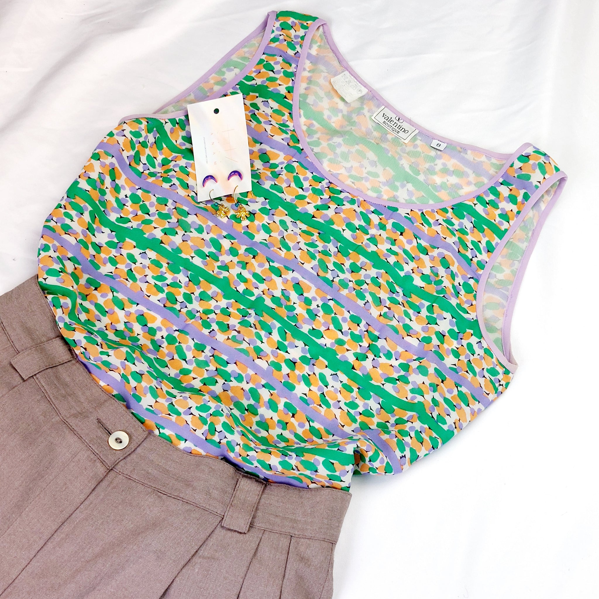 VINTAGE PASTEL PRINT TANK TOP -UK8