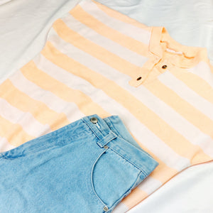 VINTAGE PEACH STRIPE KNIT TOP- M