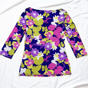 VINTAGE Y2K FLORAL COWL NECK TOP- UK8/10