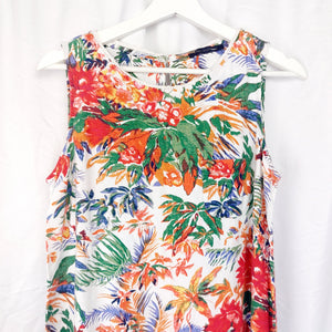 WHITE TROPICAL PRINT DRESS- UK10-12