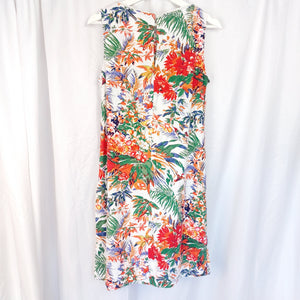 WHITE TROPICAL PRINT DRESS- UK10-12