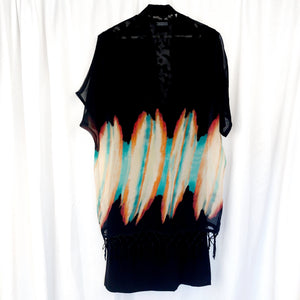 BLACK TIE-DYE KIMONO- M