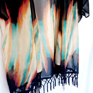 BLACK TIE-DYE KIMONO- M