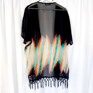 BLACK TIE-DYE KIMONO- M