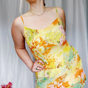 VINTAGE Y2K FLORAL SUMMER DRESS-XL