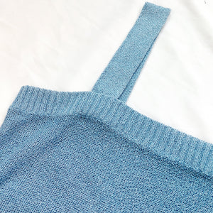 VINTAGE PASTEL BLUE KNITTED VEST TOP-  M/L