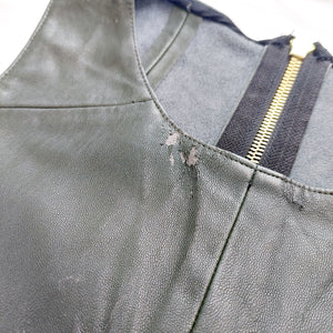 DARK GREEN LEATHER LOOK TOP- M