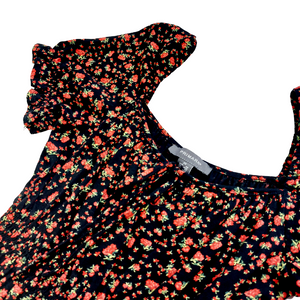 BOHEMIAN BLACK FLORAL TOP - XS