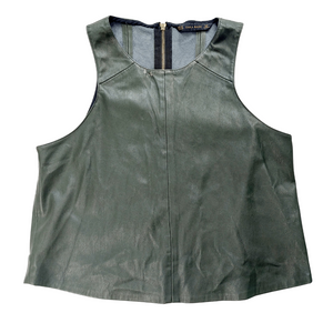 DARK GREEN LEATHER LOOK TOP- M