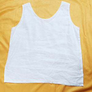 VINTAGE WHITE LINEN TANK TOP- XL