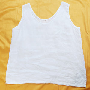 VINTAGE WHITE LINEN TANK TOP- XL