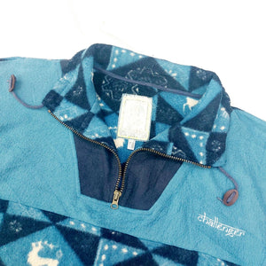 VINTAGE BLUE REINDEER POLO FLEECE - L