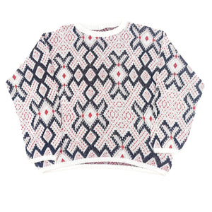 VINTAGE LIGHT WHITE AND RED XMAS JUMPER - S