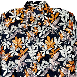 70S VINTAGE FUNKY FLORAL BLOUSE - UK14