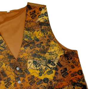 VINTAGE PATCHWORK LEATHER WAISTCOAT - XL