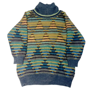 VINTAGE GREEN STRIPE POLO JUMPER - M