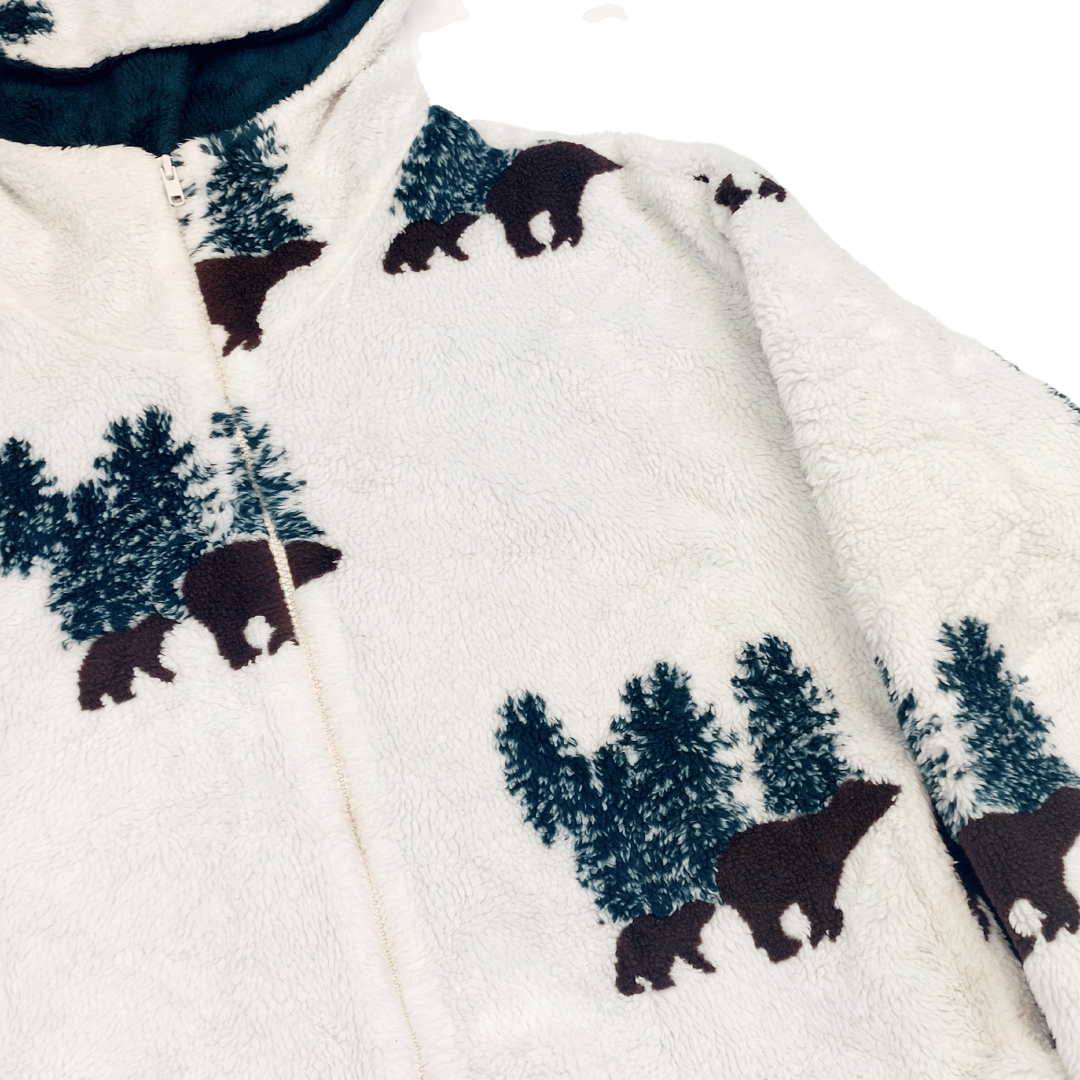 VINTAGE WHITE BEAR FLEECE HOODIE - L