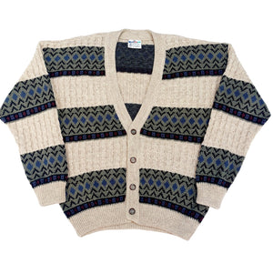 VINTAGE COSBY CABLE KNIT CARDIGAN- XL