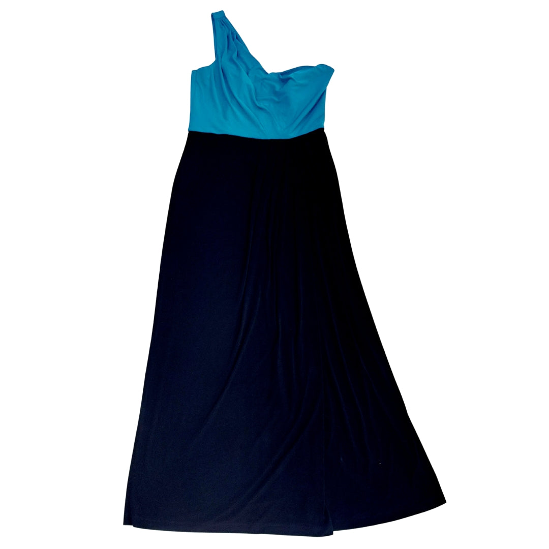 TURQUOISE AND BLACK FORMAL DRESS - UK12
