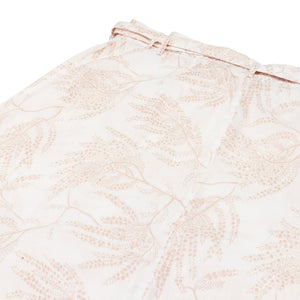 WHITE LINEN FLORAL MIDI SKIRT - UK18