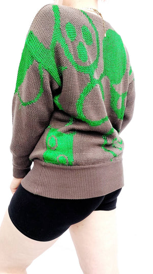 VINTAGE GREEN PATTERN KNIT - L