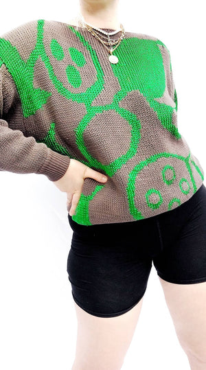 VINTAGE GREEN PATTERN KNIT - L