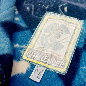 VINTAGE BLUE REINDEER POLO FLEECE - L