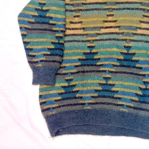 VINTAGE GREEN STRIPE POLO JUMPER - M